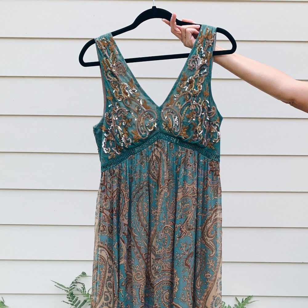 Anthropologie Ranna Gill Beaded Paisley Maxi Dress